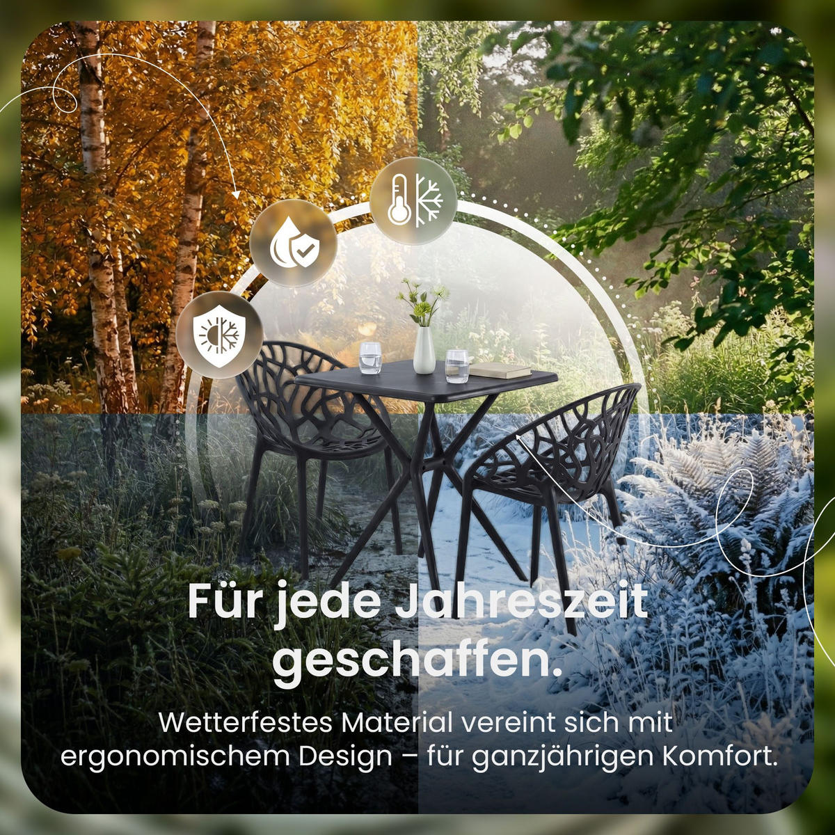 GARTENSITZGRUPPE 2 Kunststoff Schwarz - Schwarz, Kunststoff - CLP