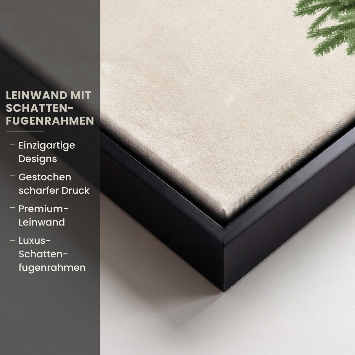 LEINWAND Bilder mit Rahmen - Weihnachtsbaum - Grün - Weihnachten - Feiertage - 30x20 - Olivgrün, Textil (30/20cm) - MuchoWow