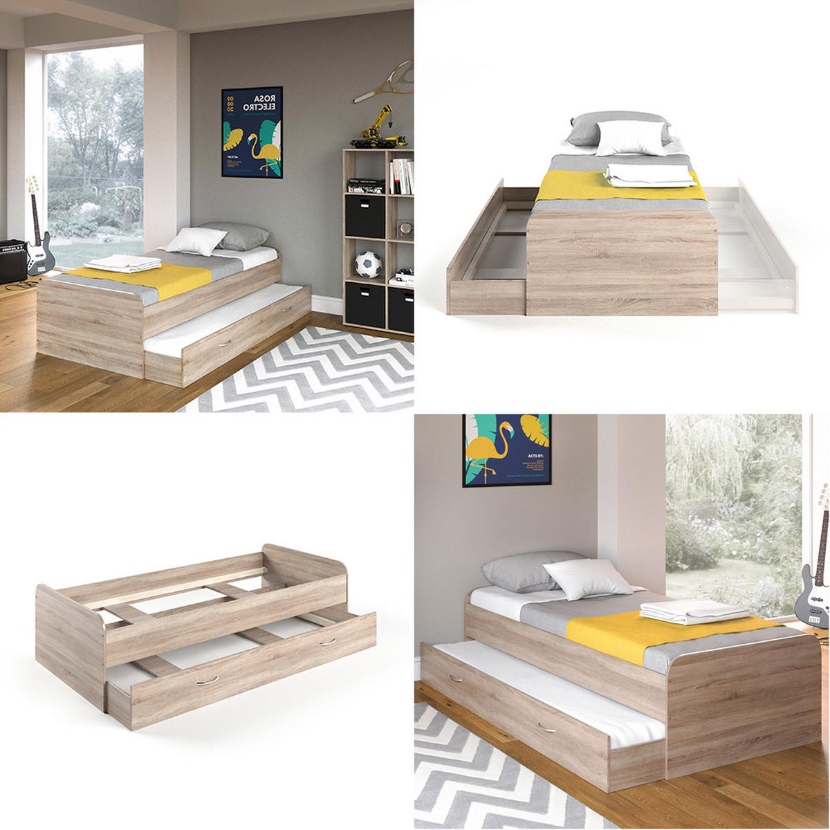 KINDERBETT Enzo Sonoma 90x200 cm - Sonoma Eiche, Holzwerkstoff (203.2/52.4/94cm) - VitaliSpa