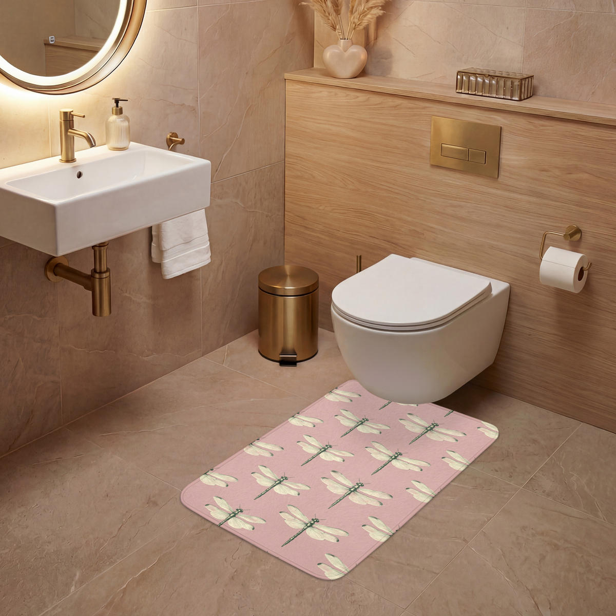 WC-VORLEGER Lillibells - Muster - Rosa WC Teppich 50x80 cm - Rosa, Kunststoff/Textil (50/1cm) - OnlyWow