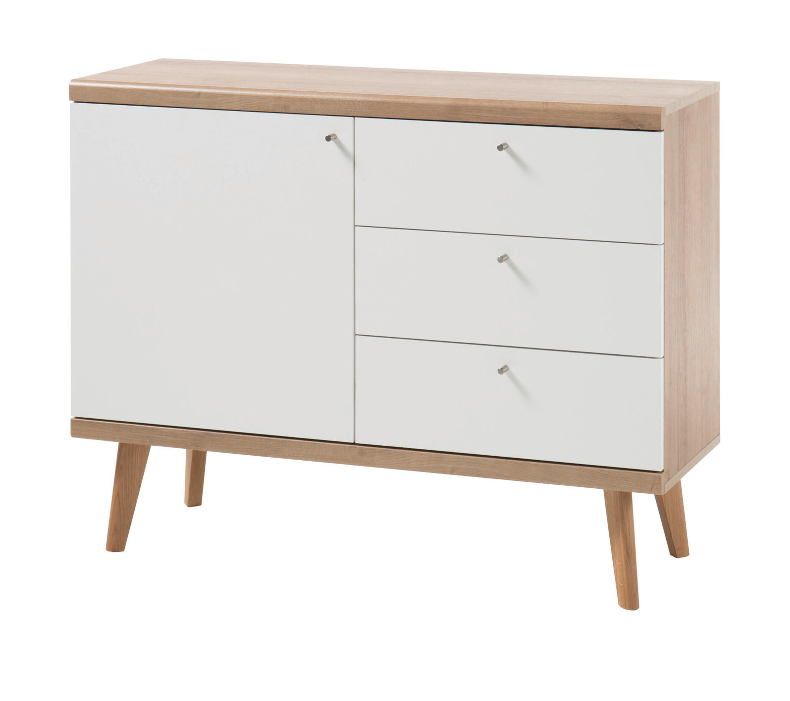 SIDEBOARD weiß, Eiche Riviera, Kommode skandinavisch, 107 x 83 cm - Eichefarben/Weiß, Holz/Holzwerkstoff (107/83/40cm) - Furn.Design