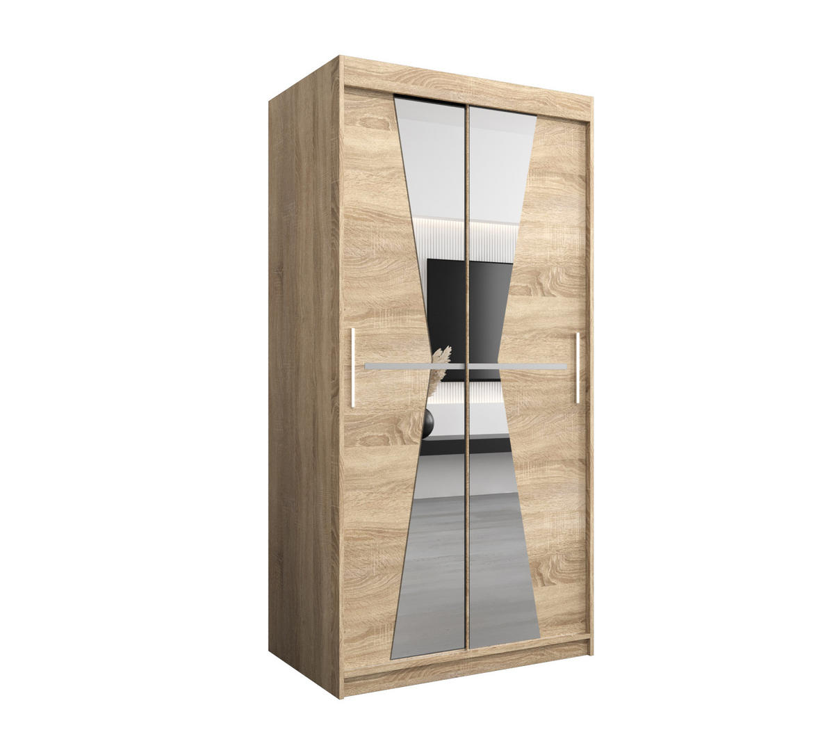 SCHWEBETÜRENSCHRANK 200/100/62 2-türig - Silberfarben/Sonoma Eiche, Holz/Kunststoff (100/200/62cm) - MÖBEL KRYSPOL