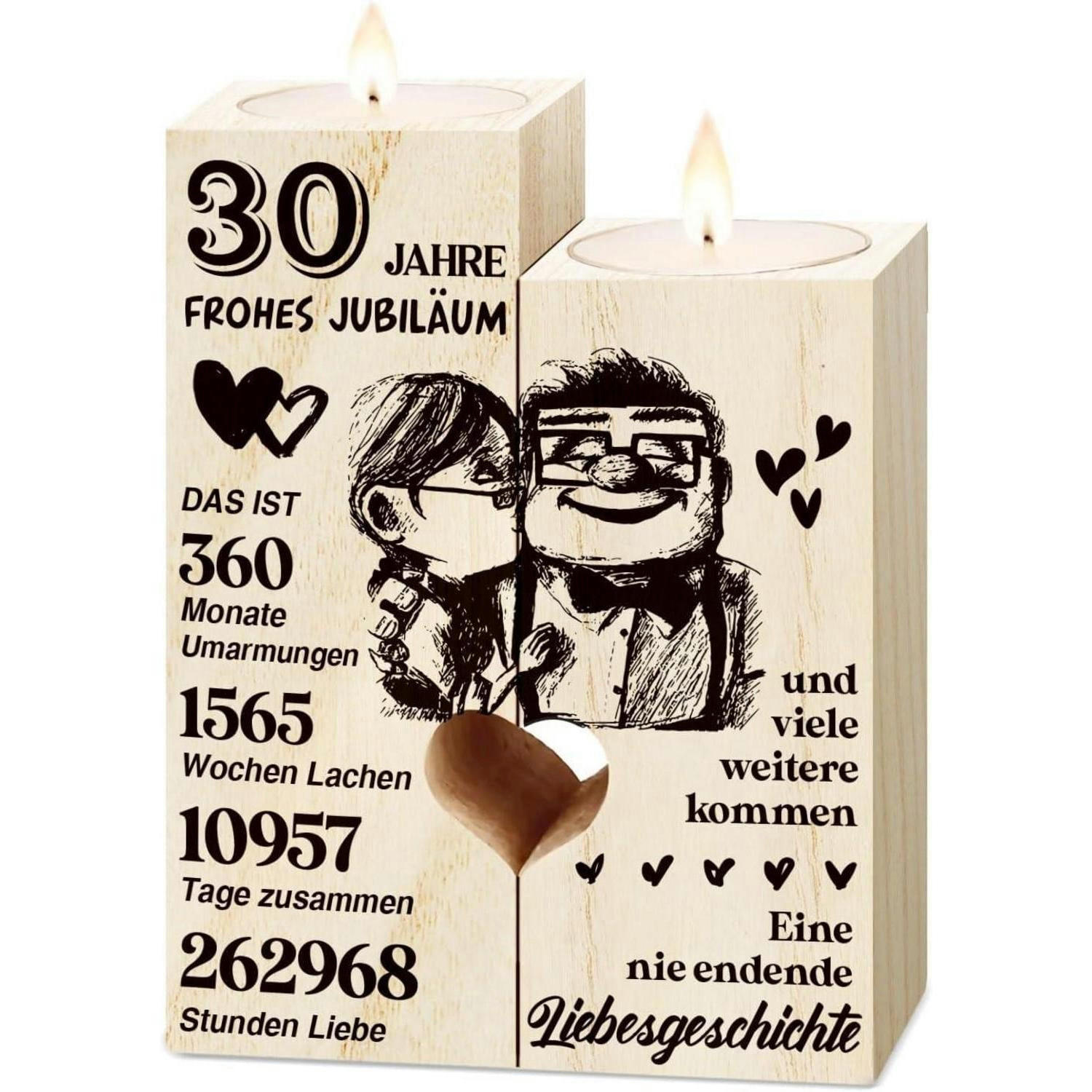 KERZENSTÄNDER Holz 30. Hochzeitstag Geschenk - Braun, Holz (4.5/12/9cm)