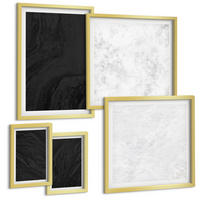 BILDER SET 5er Set - 50x50 cm & 20x30 cm & 40x60 cm Goldrahmen - Dunkles Licht, glamouröse Marmor - Goldfarben, Kunststoff (40/60cm) - TULUP