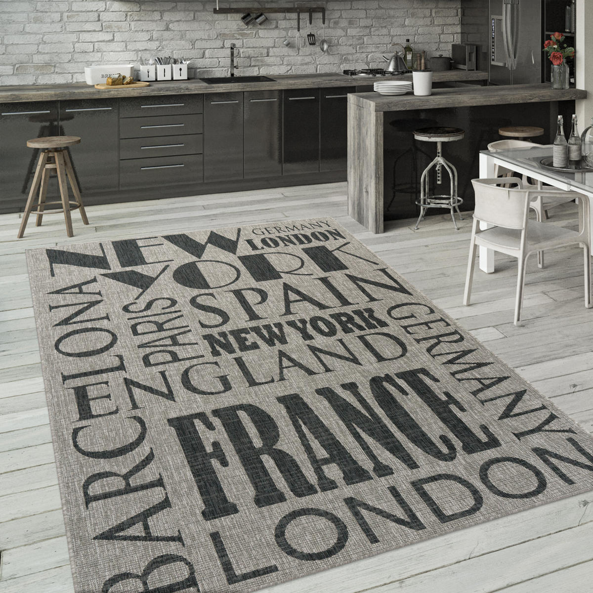 OUTDOORTEPPICH 200/280 cm Kitchen 381 - Grau, Textil (200/280cm) - Paco Home
