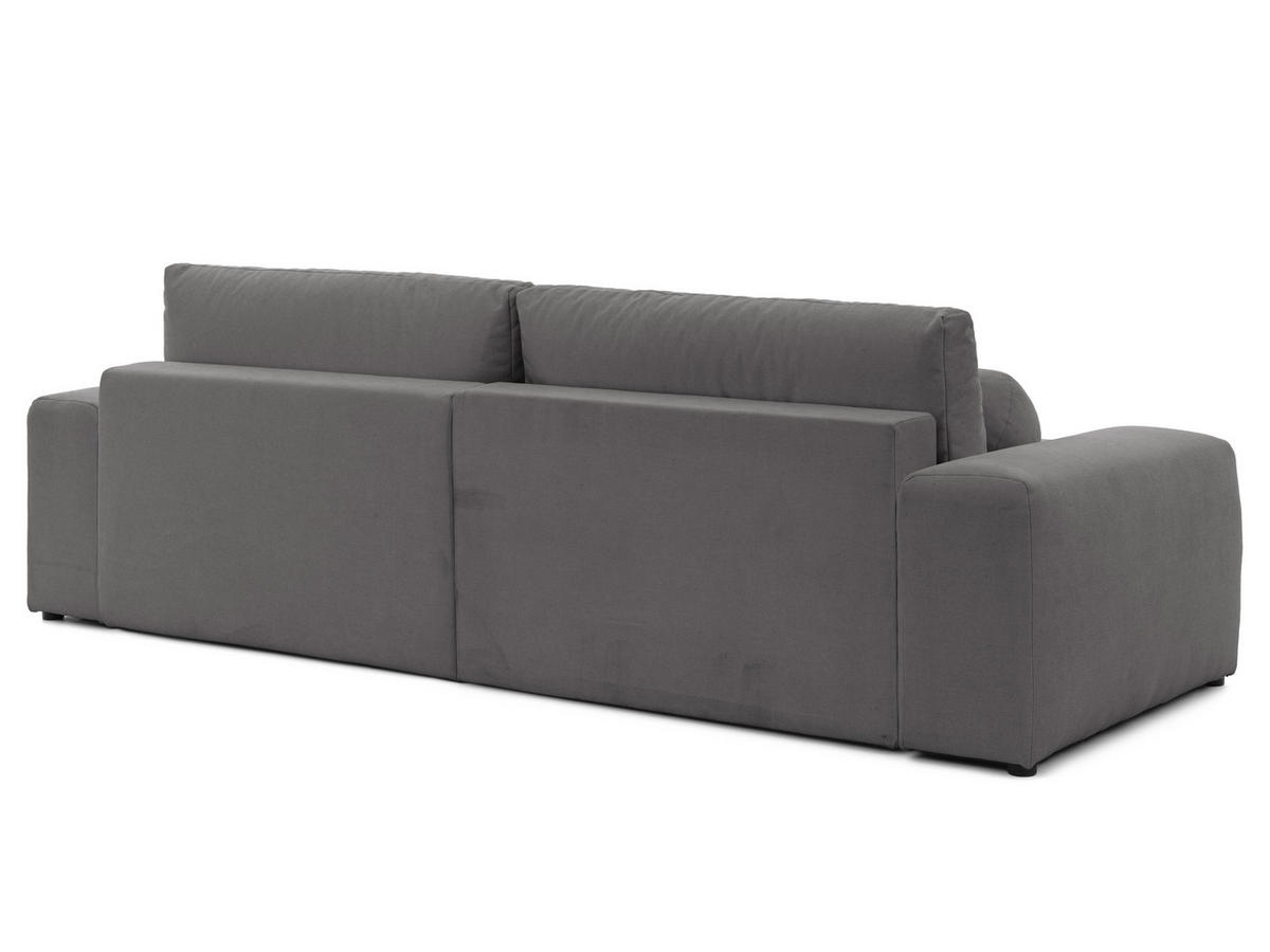 ECKSOFA Puffy mit Schlaffunktion und Bettkasten - besonders weich und puffig aus Taupe Webstoff - Ottomane links - Taupe/Schwarz, Holz/Kunststoff (138/266cm) - S-Style Möbel