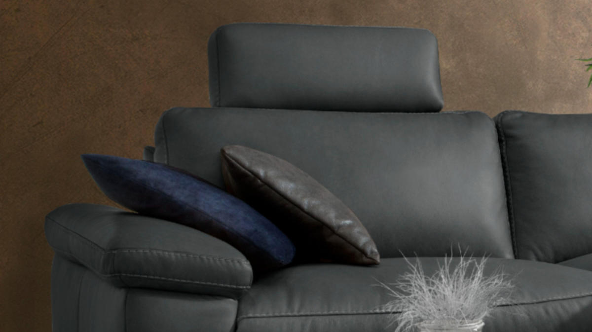 ECKSOFA MOTORISCH. RELAXFUNKTION LOLA Schwarz Leder - Schwarz, Leder (233/178cm) - KAWOLA