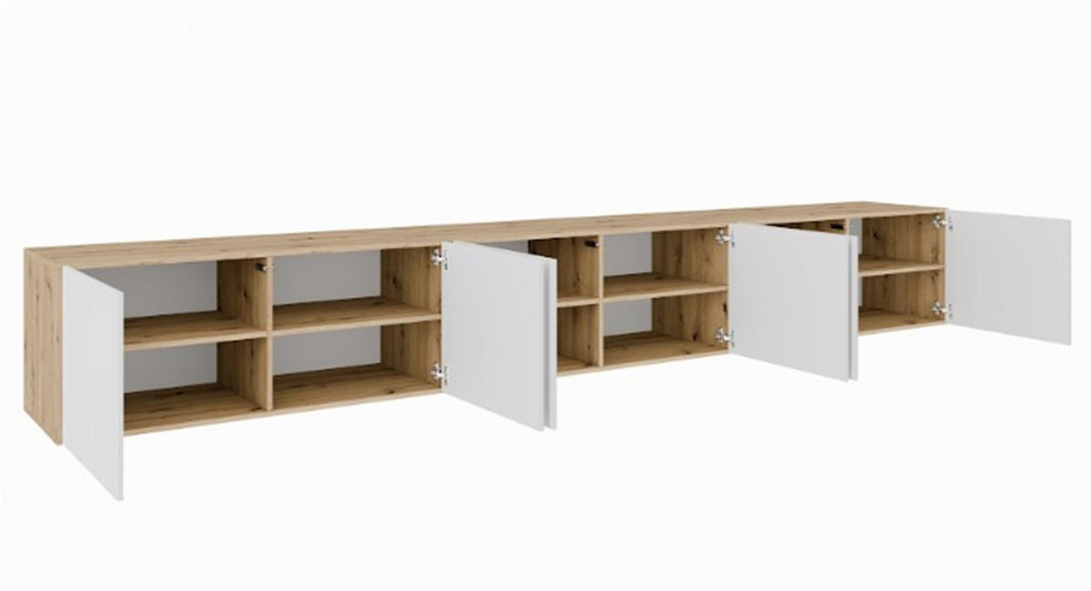 LOWBOARD VAREN 300/41/40 cm, Hängender TV-Schrank Eiche Artisan - Weiß/Eiche Artisan, Holzwerkstoff (300/41/40cm) - MASSENO