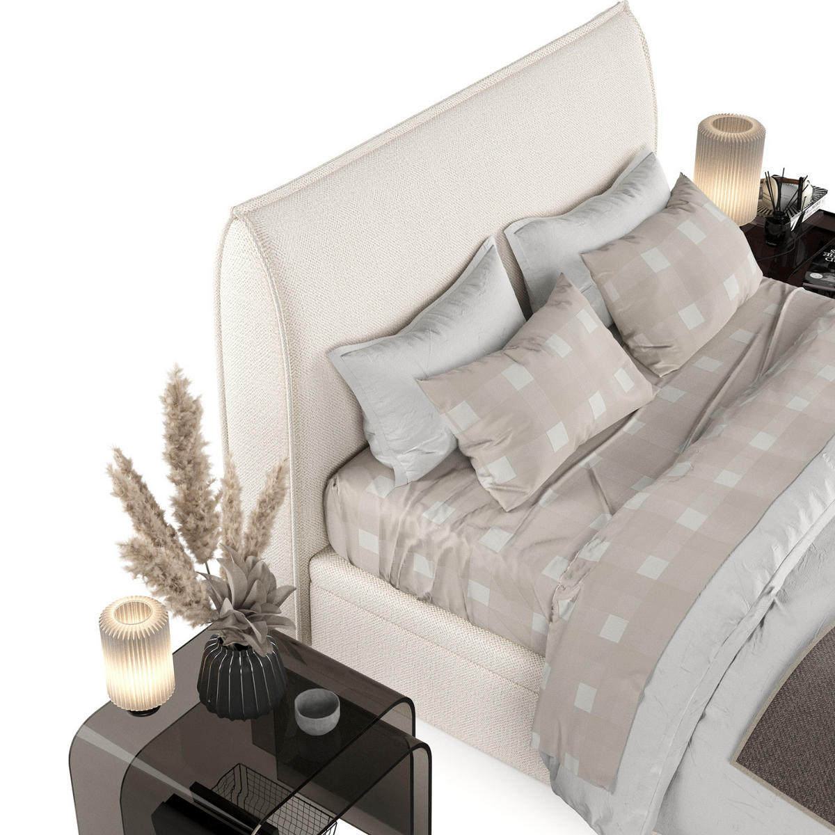POLSTERBETT Tuvalu mit Stauraum 140/200 cm Creme im Alta Stoff - Creme/Schwarz, Holz/Holzwerkstoff (140/200cm) - AltaBeds