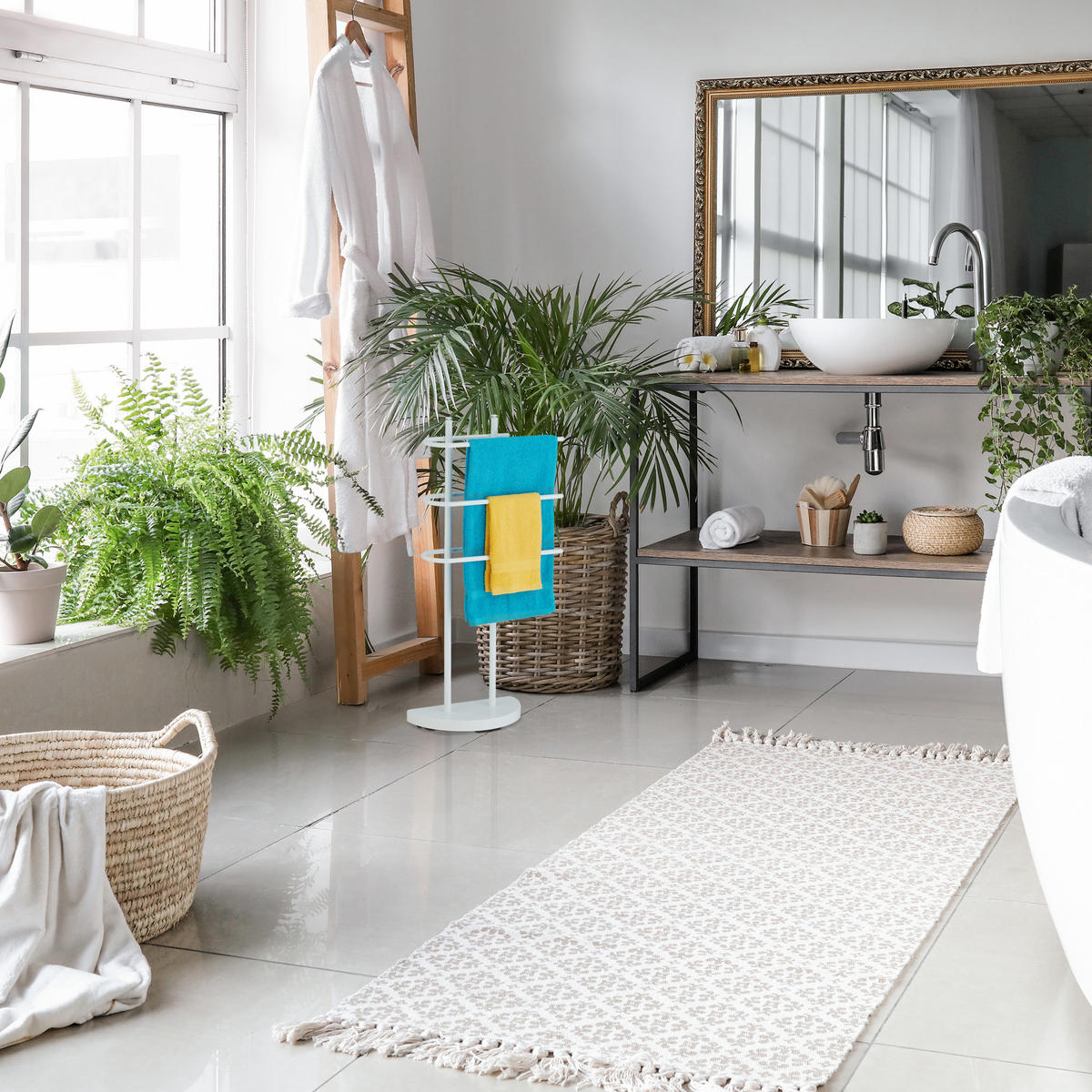 HANDTUCHSTÄNDER - Weiß, Metall (39/83/18cm) - Relaxdays