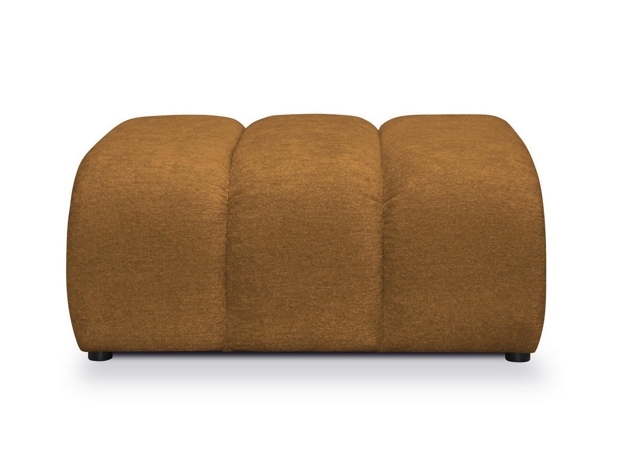 POUF Chenille Stoff Gelb - Currygelb/Schwarz, Holzwerkstoff/Kunststoff (94/40/89cm) - Makamii