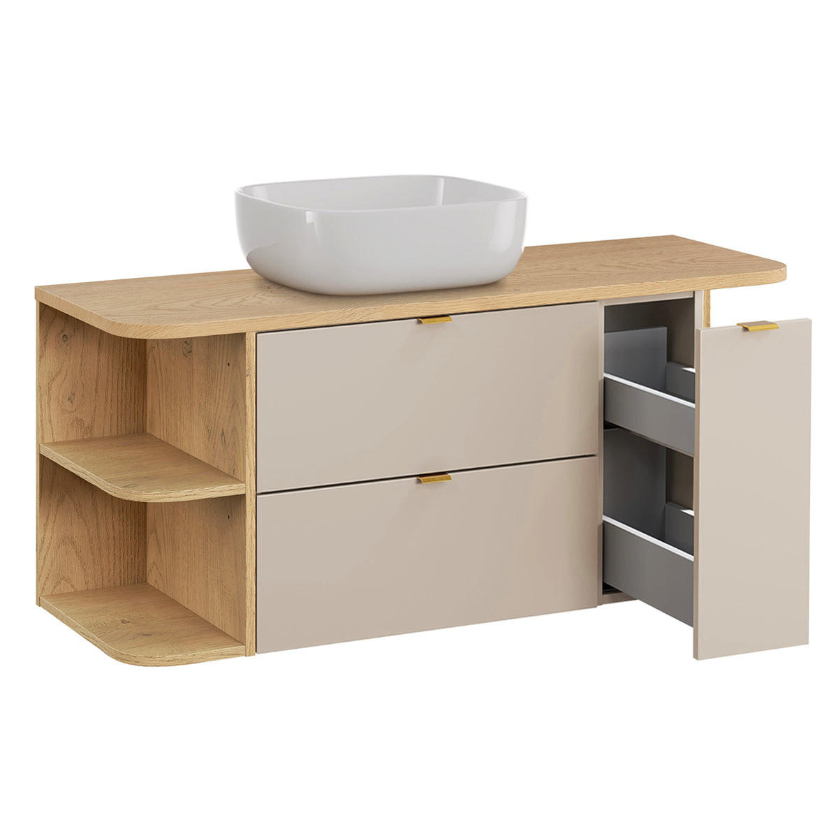 WASCHTISCH 120.4cm Azel Kaschmir - Beige, Holzwerkstoff (120.4/52/46cm) - Petits-meubles