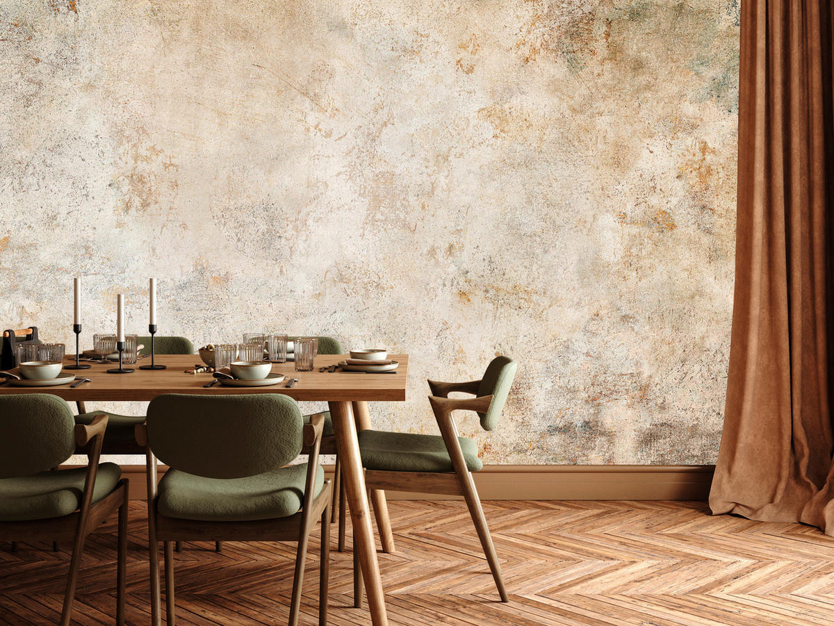 FOTOTAPETE für Wohnzimmer Minimal Beige Betonwand 300x210 - Gelb/Beige, Papier (300/210cm) - Muralo