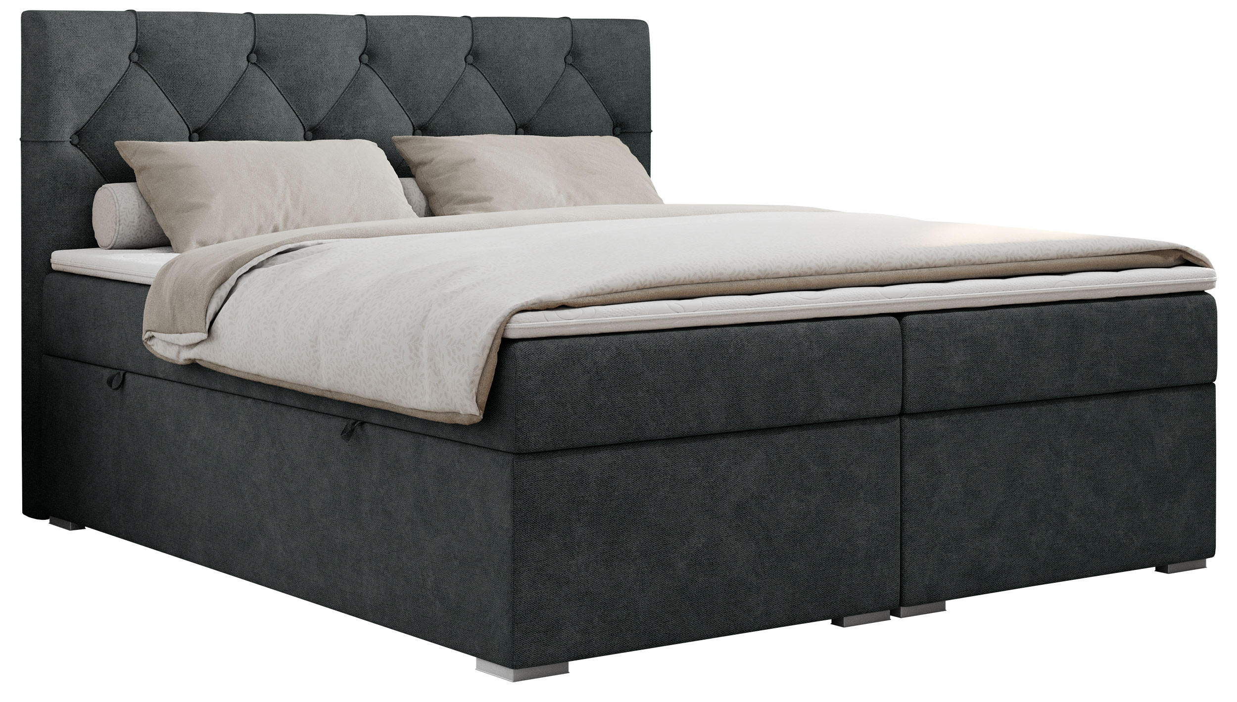 BOXBETT ALDA 140/200 Dunkelgrau Struktur - H3 - Dunkelgrau, Holz/Textil (140/200cm) - MKS