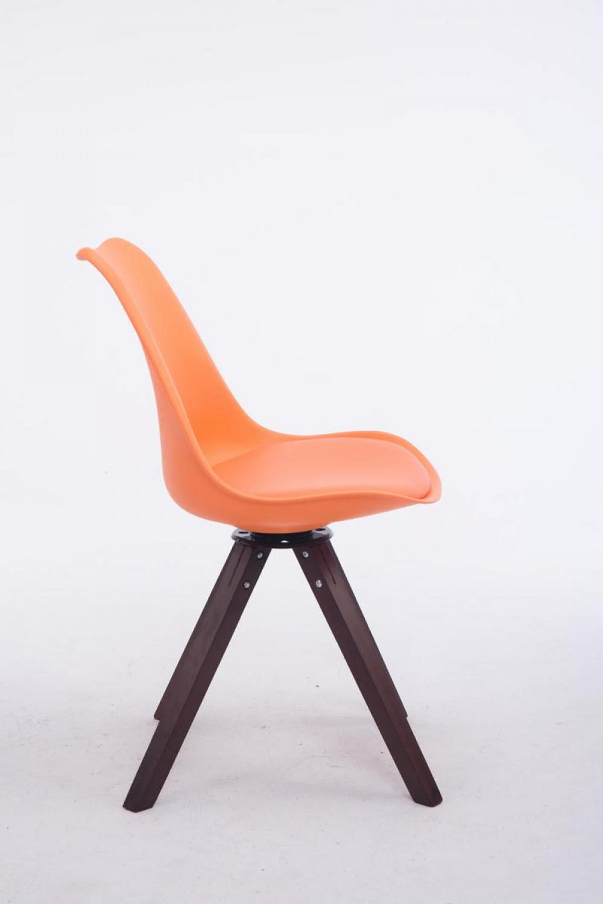 DREHSTUHL Lederlook orange - Walnussfarben/Orange, Holz/Textil (48/84/56cm) - CLP