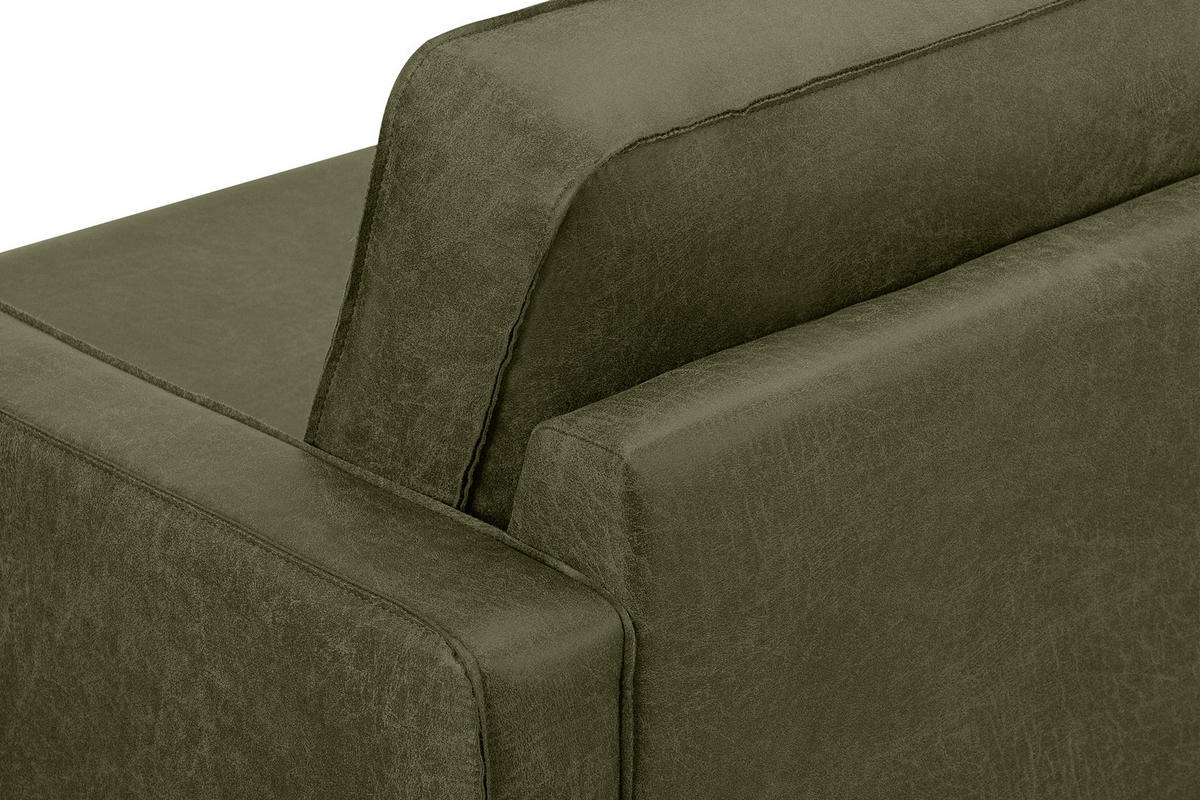 3-SITZER-SOFA INVIA Klassische-Stil mit Armlehnen, Lederoptik-Stoff, grün - Schwarz/Grün, Textil (209/87/98cm) - KONSIMO®