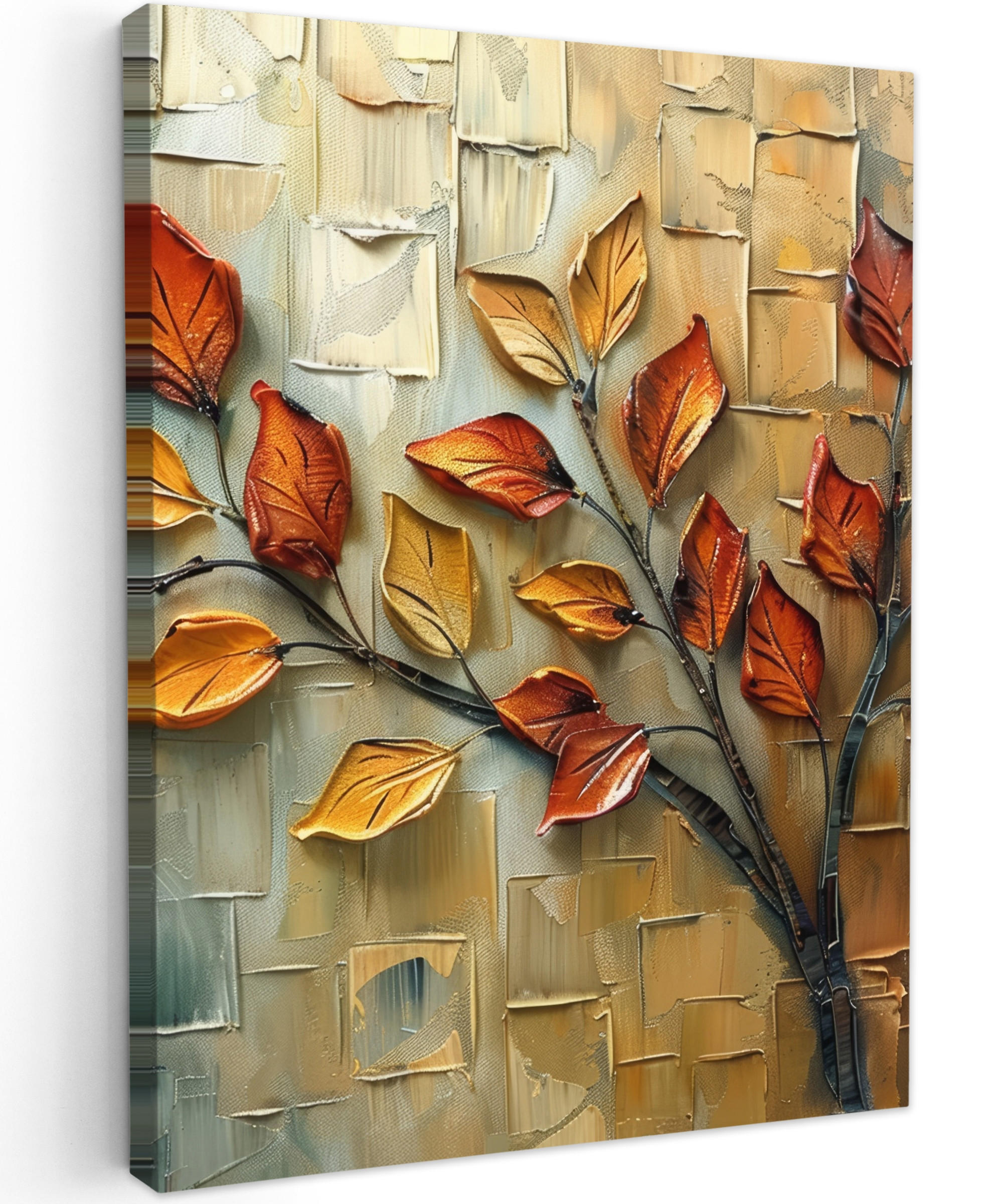 LEINWANDBILD Baum - Abstrakt - Natur - Kunst 60x80 cm - Goldfarben, Textil (60/80cm) - MuchoWow