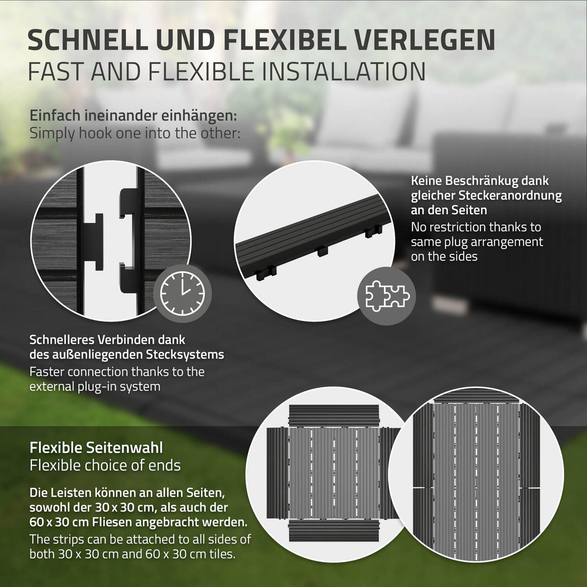 ABSCHLUSSLEISTE WPC gerade Anthrazit - Anthrazit, Holzwerkstoff (30/2/7.5cm) - ML-DESIGN