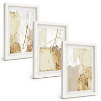 BILDER SET 3er Set - 20x30 cm Weißer Rahmen - Abstrakte Muster beige weiß - Weiß, Kunststoff (20/30cm) - TULUP