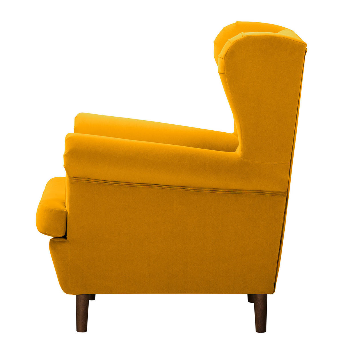 OHRENSESSEL - Dunkelbraun/Gelb, Textil (85/101/89cm) - home24