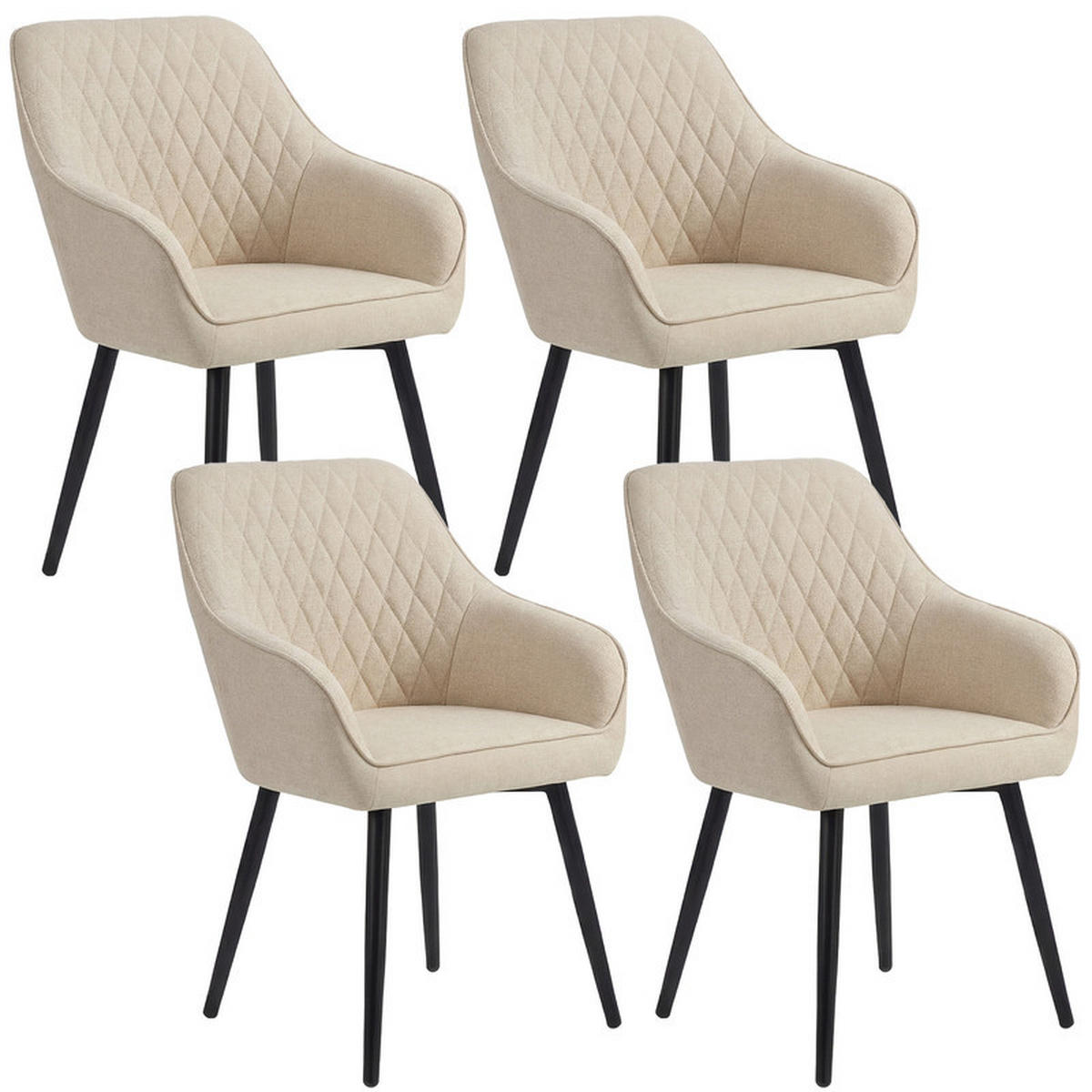 ARMLEHNSTUHL-SET 4 Stück in Stoff(YZ8) - Weiß, Textil (59/78/65cm) - HOMAVO