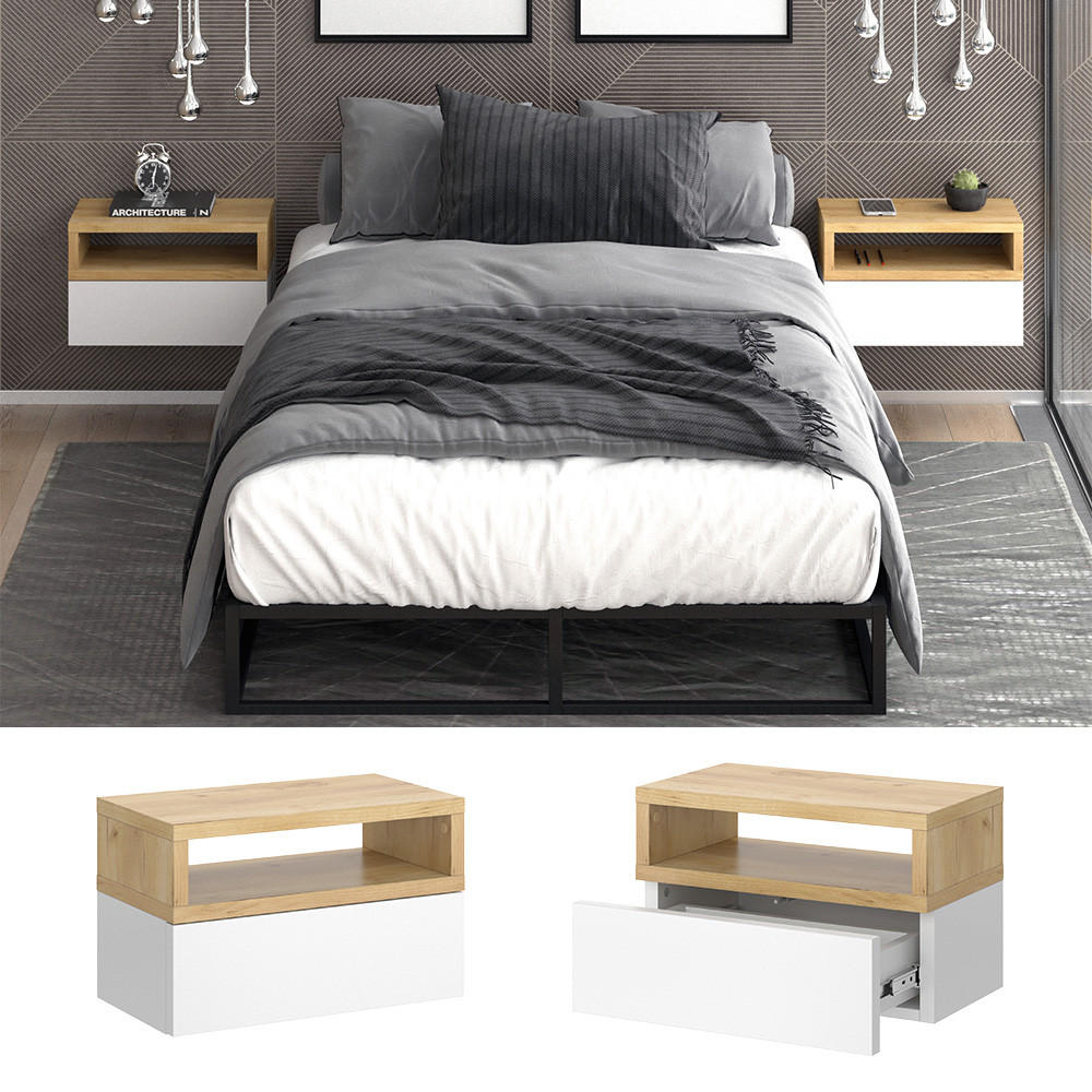 NACHTTISCH Urbano Braun 45 x 28 cm - Braun/Weiß, Holzwerkstoff (45/28/25.3cm) - Vicco