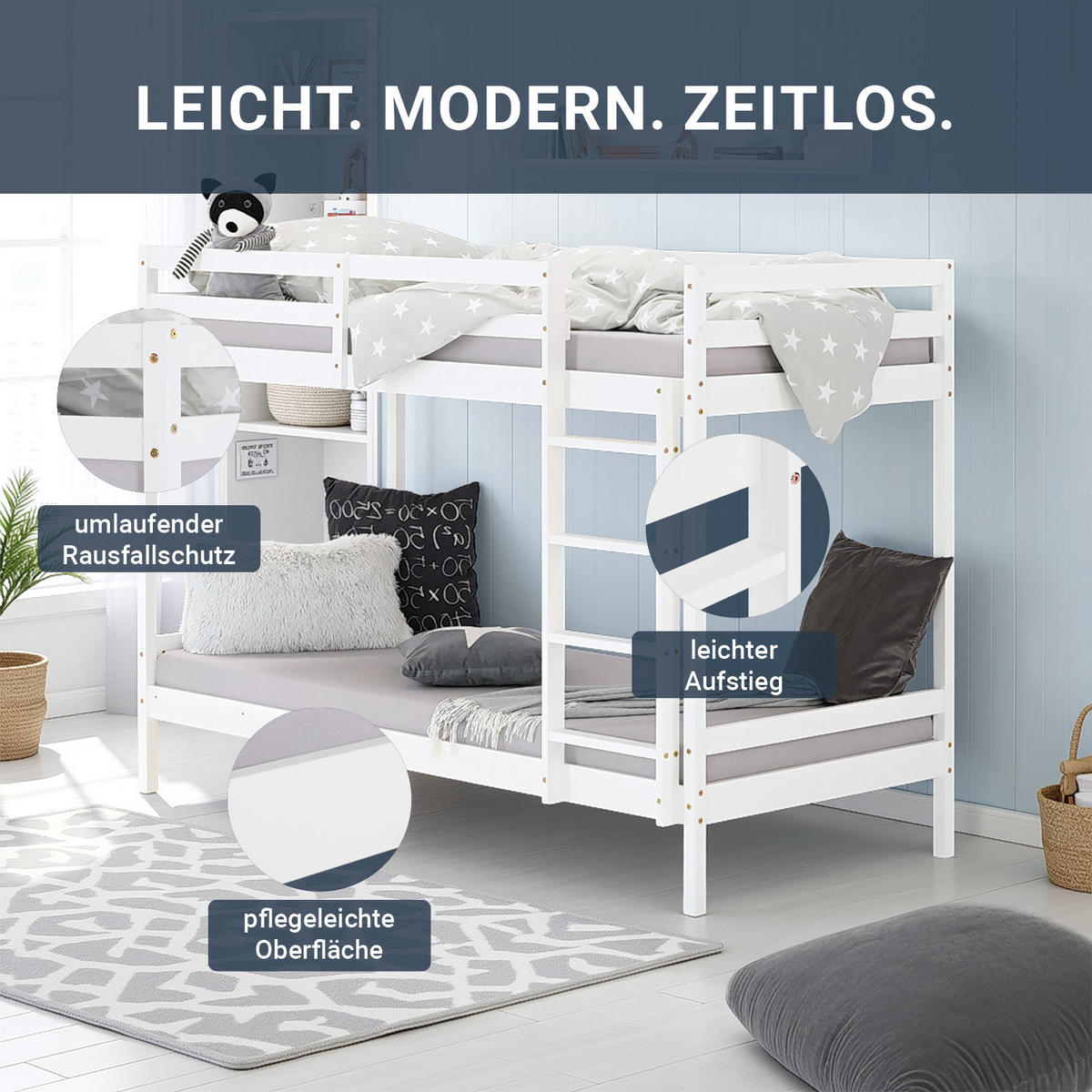 ETAGENBETT 90/200 cm Weiß - Weiß, Holz - Homestyle4u