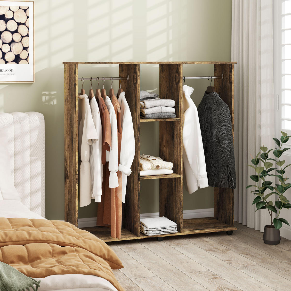 KLEIDERSCHRANK DE-17191 Braun - Braun, Holzwerkstoff (40/128/120cm) - ComfortXL