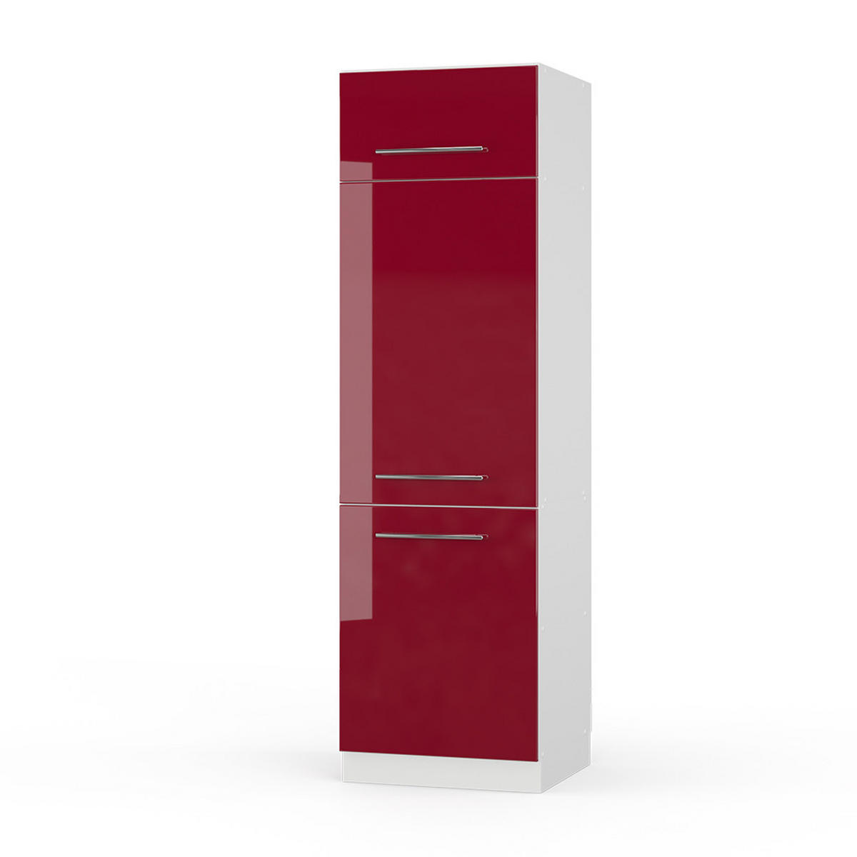 KÜCHENSCHRANK Fame-Line Bordeaux Hochglanz 60 cm - Bordeaux/Weiß, Holzwerkstoff (60/206.8/58.1cm) - Vicco