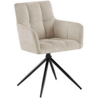 ARMLEHNENSTUHL Stoff Creme - Creme/Schwarz, Textil/Metall (59/87/59cm) - CLP