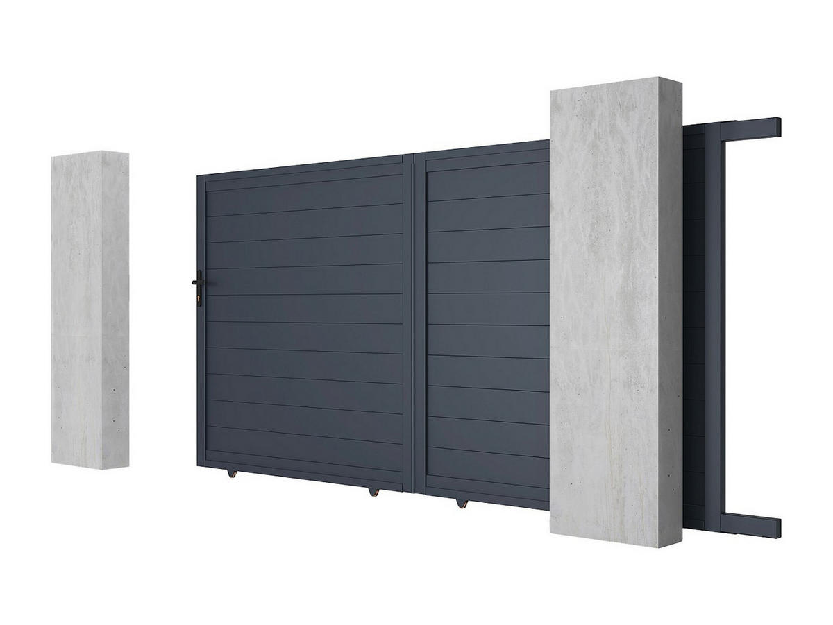 SCHIEBETOR - 348cm x 4.6cm - Aluminium - anthrazitgrau - NAZARIO - Anthrazit, Metall (348/178cm) - Vente-Unique