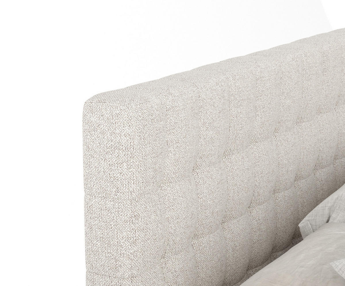 BOXSPRINGBETT Sorrento Hellbeige 140/200 cm mit Latex-Topper - Beige/Silberfarben, Holz/Holzwerkstoff (140/200cm) - Maison de Reve