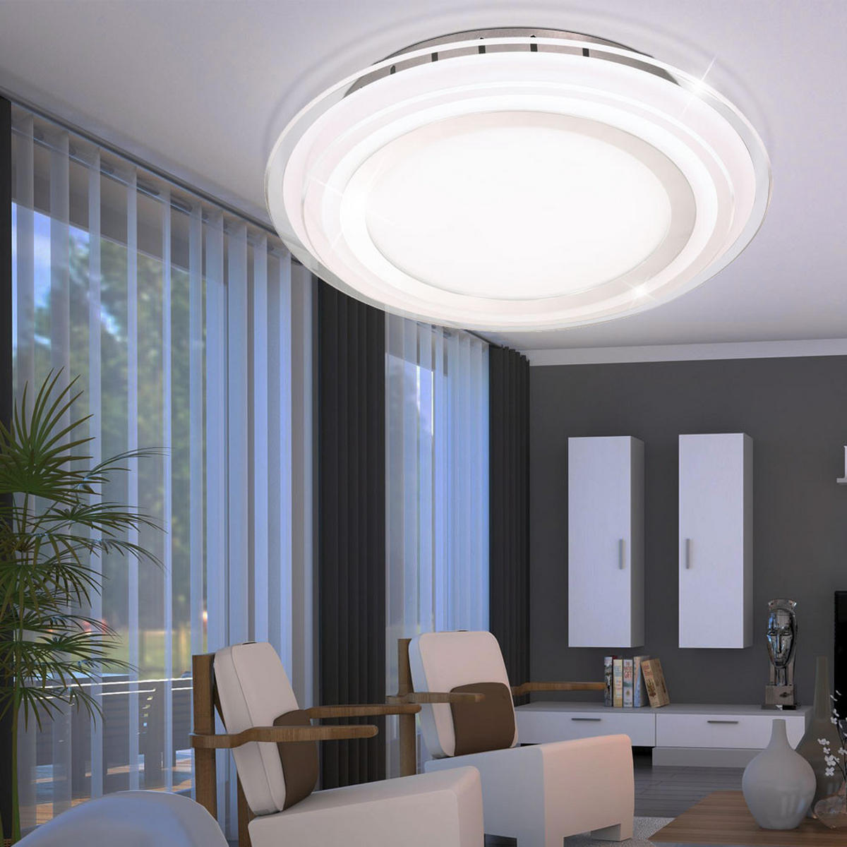 LED DECKENLEUCHTE Glas Silber rund 2er Set - Silberfarben, Glas (30/30/7.2cm)