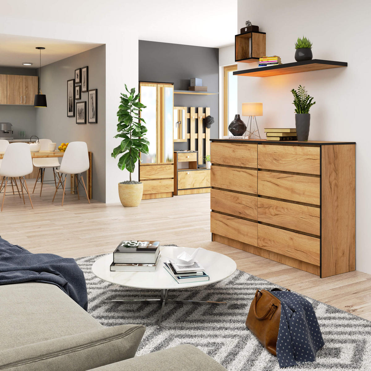 KOMMODE Eiche Craft 99/138/40 - Eiche Wotan/Sonoma Eiche, Holzwerkstoff (138/99/40cm) - RAUMHIRSCH FURNITURE