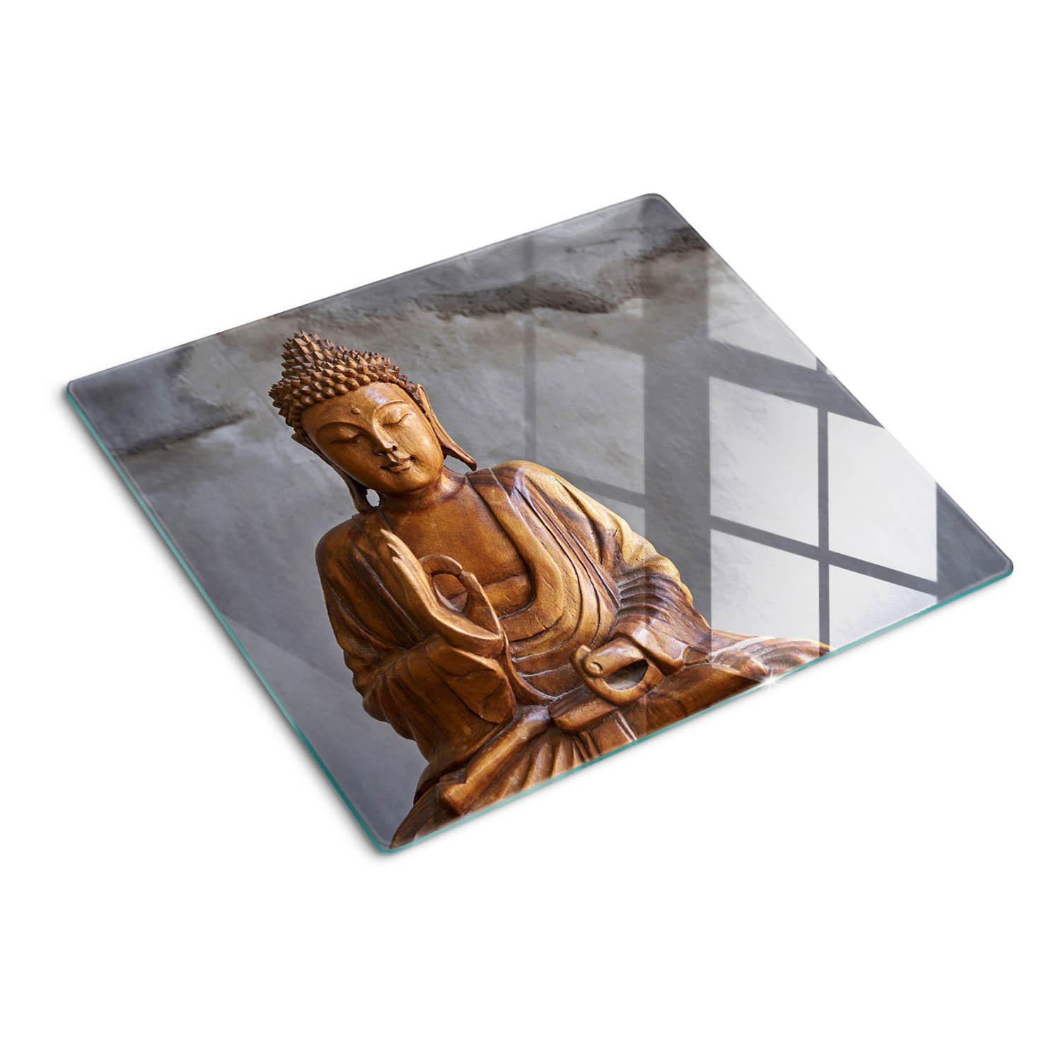 GLASPLATTE 60x52 cm Holzbuddha - Braun, Glas (60/0.4/52cm) - TULUP