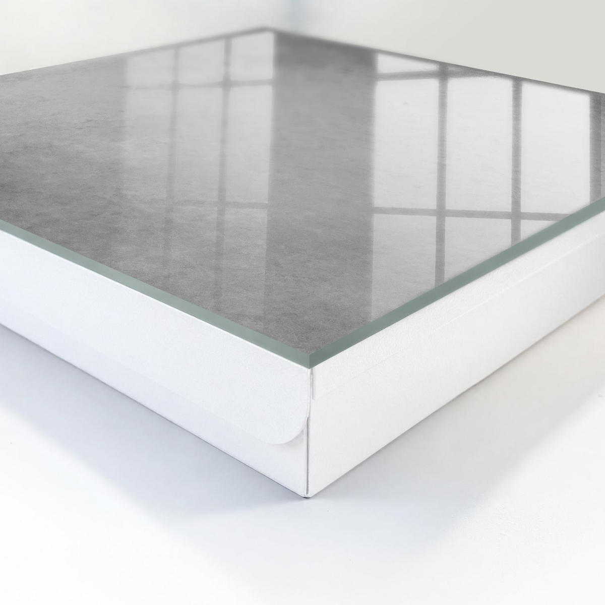 SCHLÜSSELBOX Weiß 30x30 cm – Türöffnung nach rechts - Graue Abstraktion - Grau, Metall (30/30/5cm) - TULUP