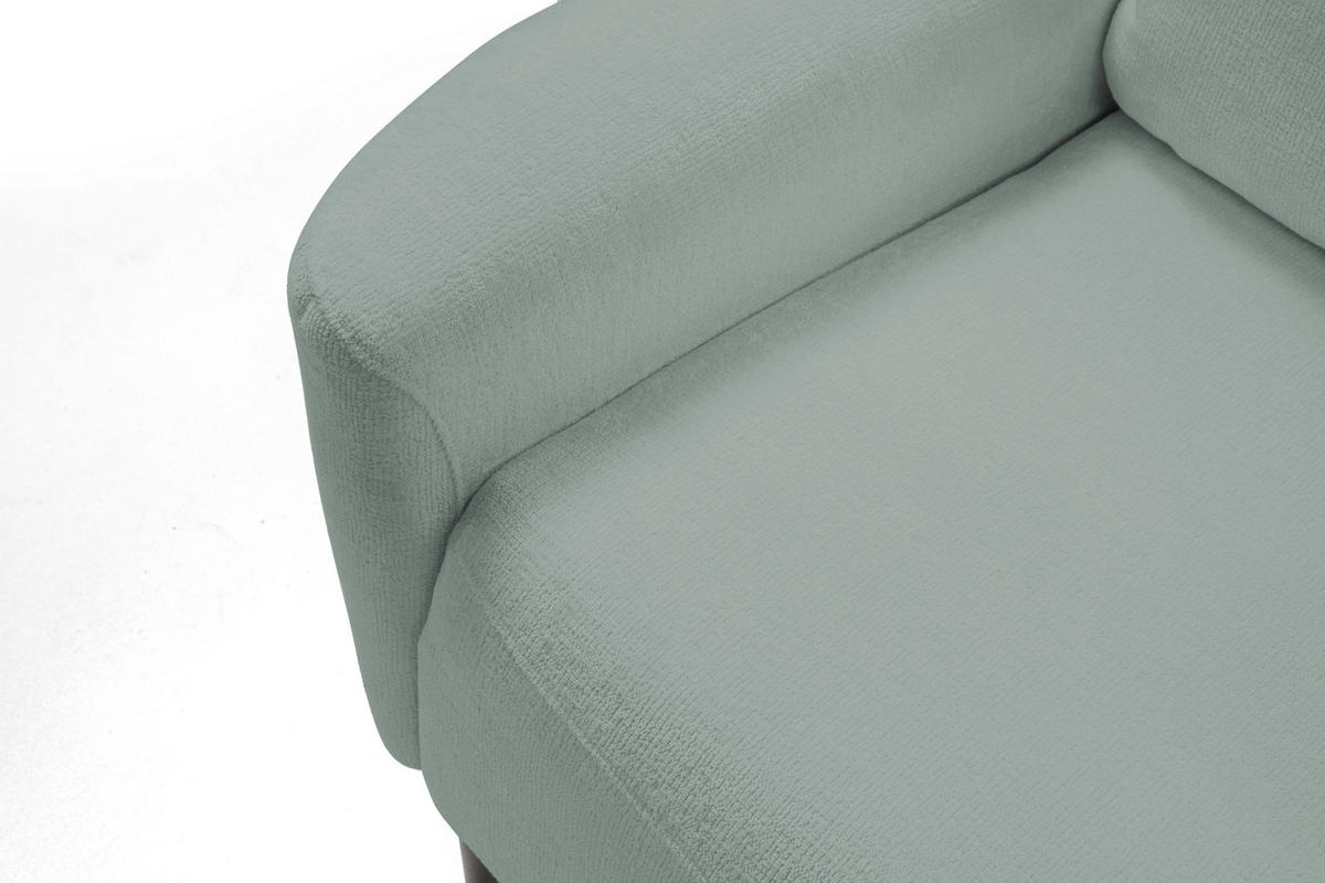 SOFA BOHO Mit Schlaffunktion Und Bettkasten, Wellenfederung, PUR-Schaum, Holzfüße, lose Rückenkissen, freistehend, 244x102x92 cm Mint green - Mintgrün, Holz/Textil (244/92/102cm) - DomoHome