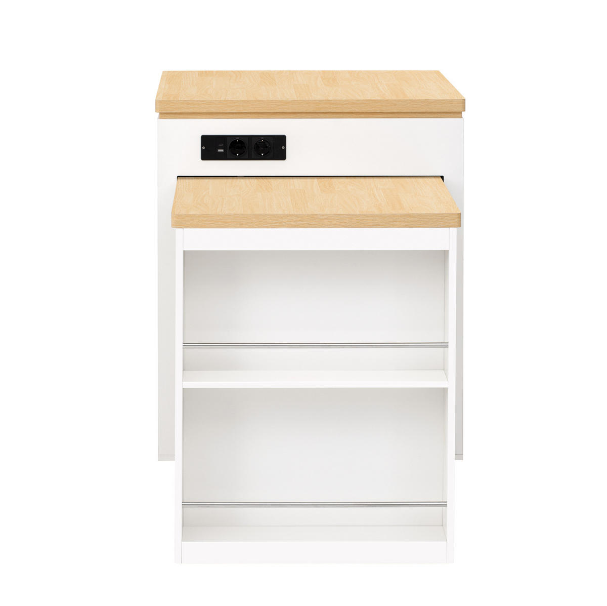 KÜCHENINSEL 125,5-187,5/71/93 cm in Weiß mit LED-Beleuchtung und Ausziehfunktion - Weiß, Holzwerkstoff (125.5/93/71cm) - Flora Grace