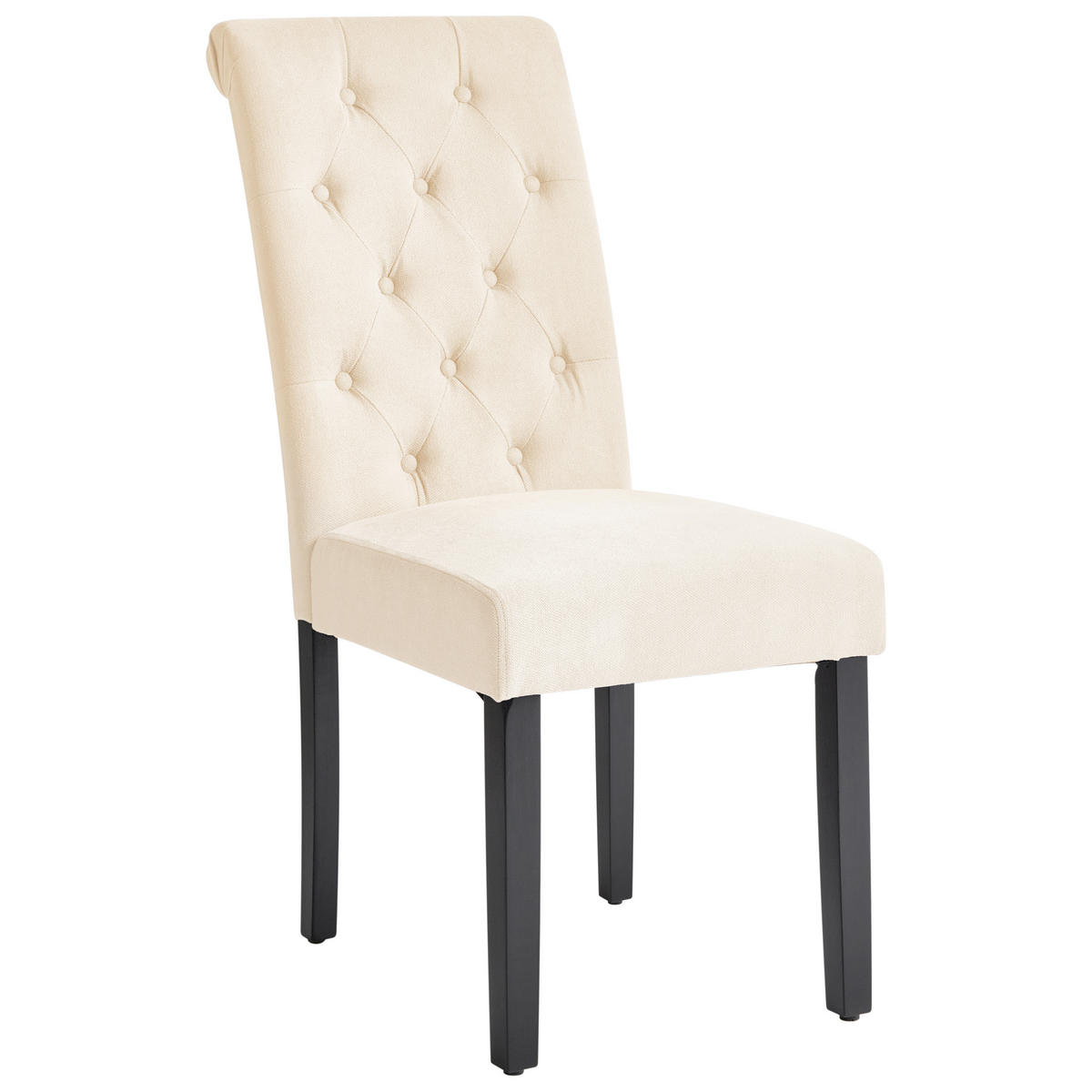 STUHL 2er-Set Polsterbezug Beige Velva - Beige/Schwarz, Holz/Textil (46/98/48cm) - Beliani