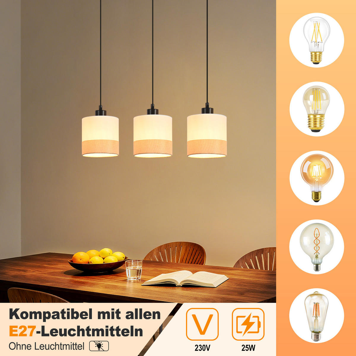 PENDELLEUCHTE Corinthia 48/5/120 cm - Schwarz/Weiß, Kunststoff/Metall (48/5/120cm) - ZMH