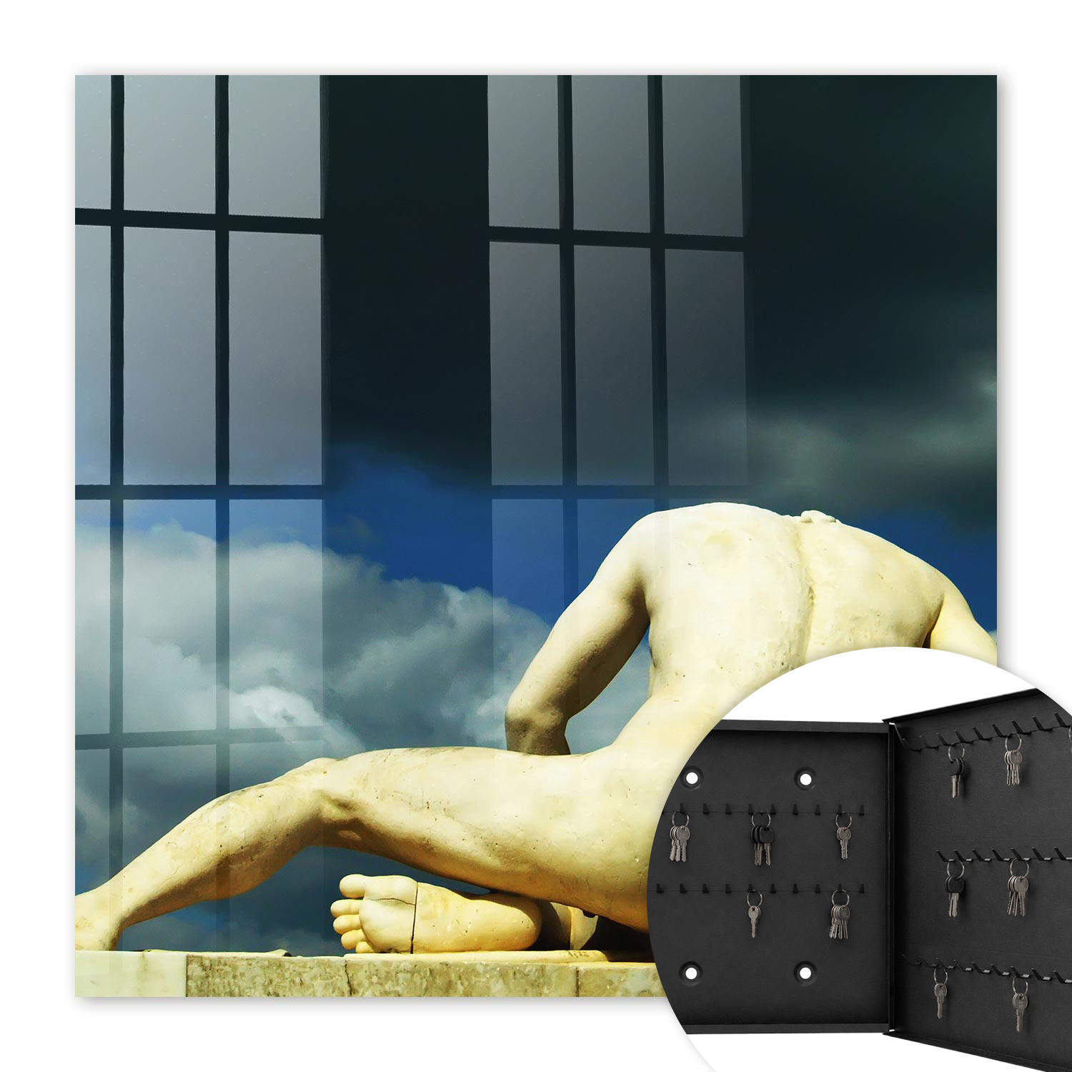 SCHLÜSSELBOX Schwarz 30x30 cm- Türöffnung nach rechts - Klassische Eleganz - Gelb, Metall (30/30/5cm) - TULUP