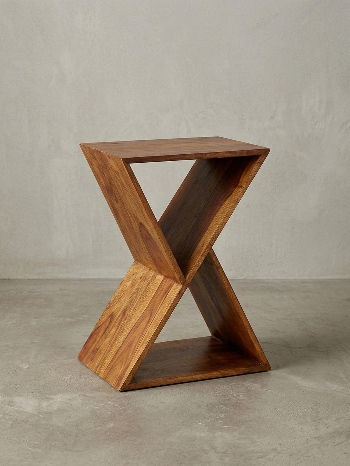 BEISTELLTISCH – Massivholz Braun X-Gestell mit 2 Ablagen - Braun, Holz (30/43/60cm) - KADIMA DESIGN