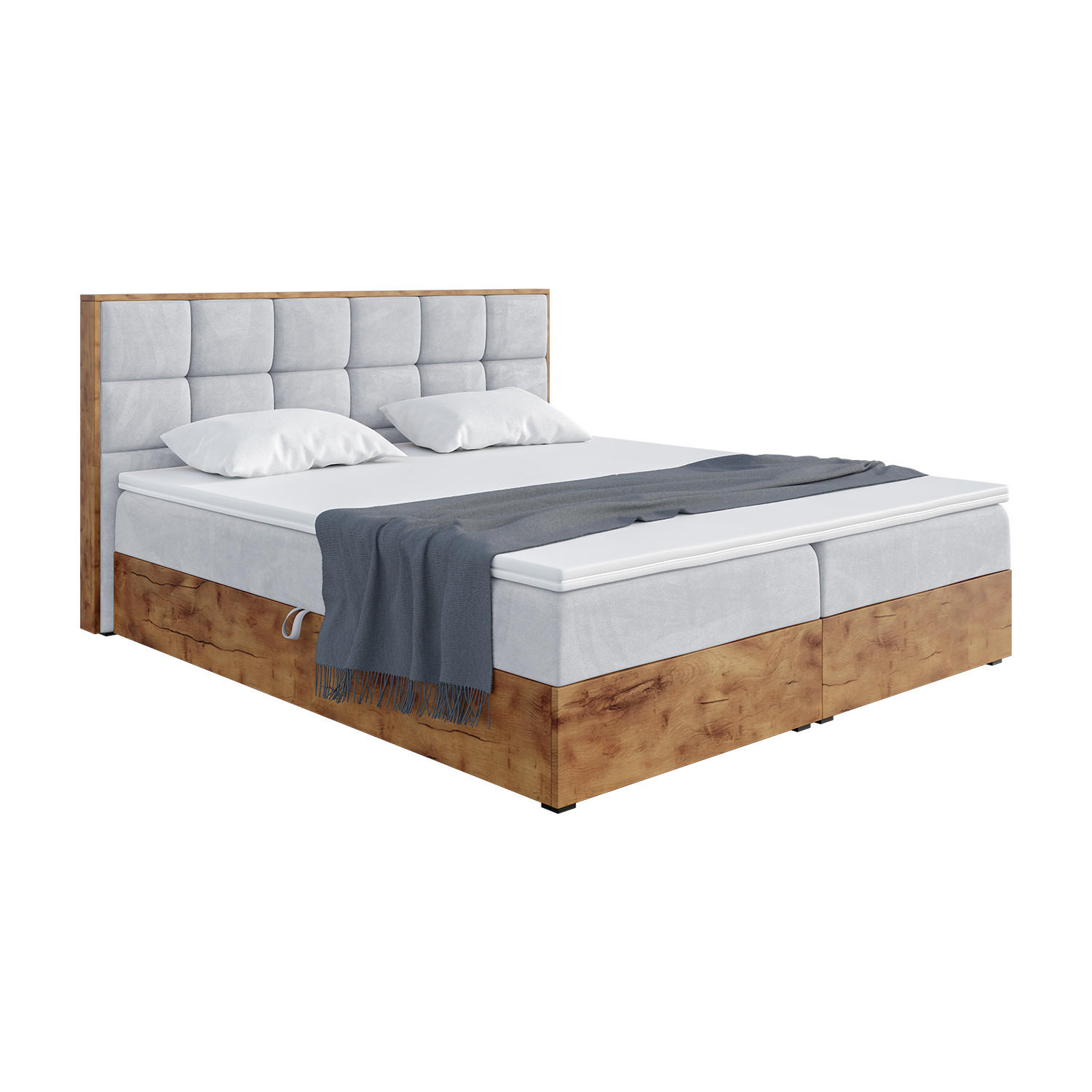 Meblini Boxbett Hellgrau 140x200 cm