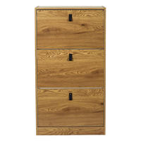 SCHUHSCHRANK mit 3 klappbaren Schubladen - L63cm - Eichefarben, Holzwerkstoff (24/117/63cm) - Calicosy