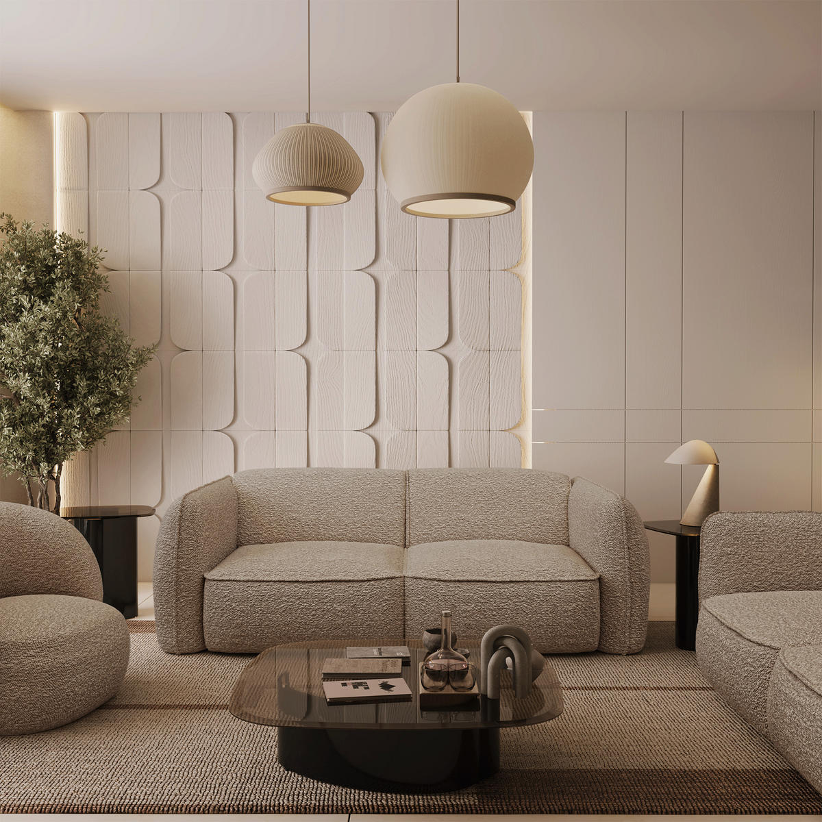 SOFA 4-SITZER Bouclé-Stoff Taupe 230cm - Taupe, Textil (230/74/90cm) - Sia Home