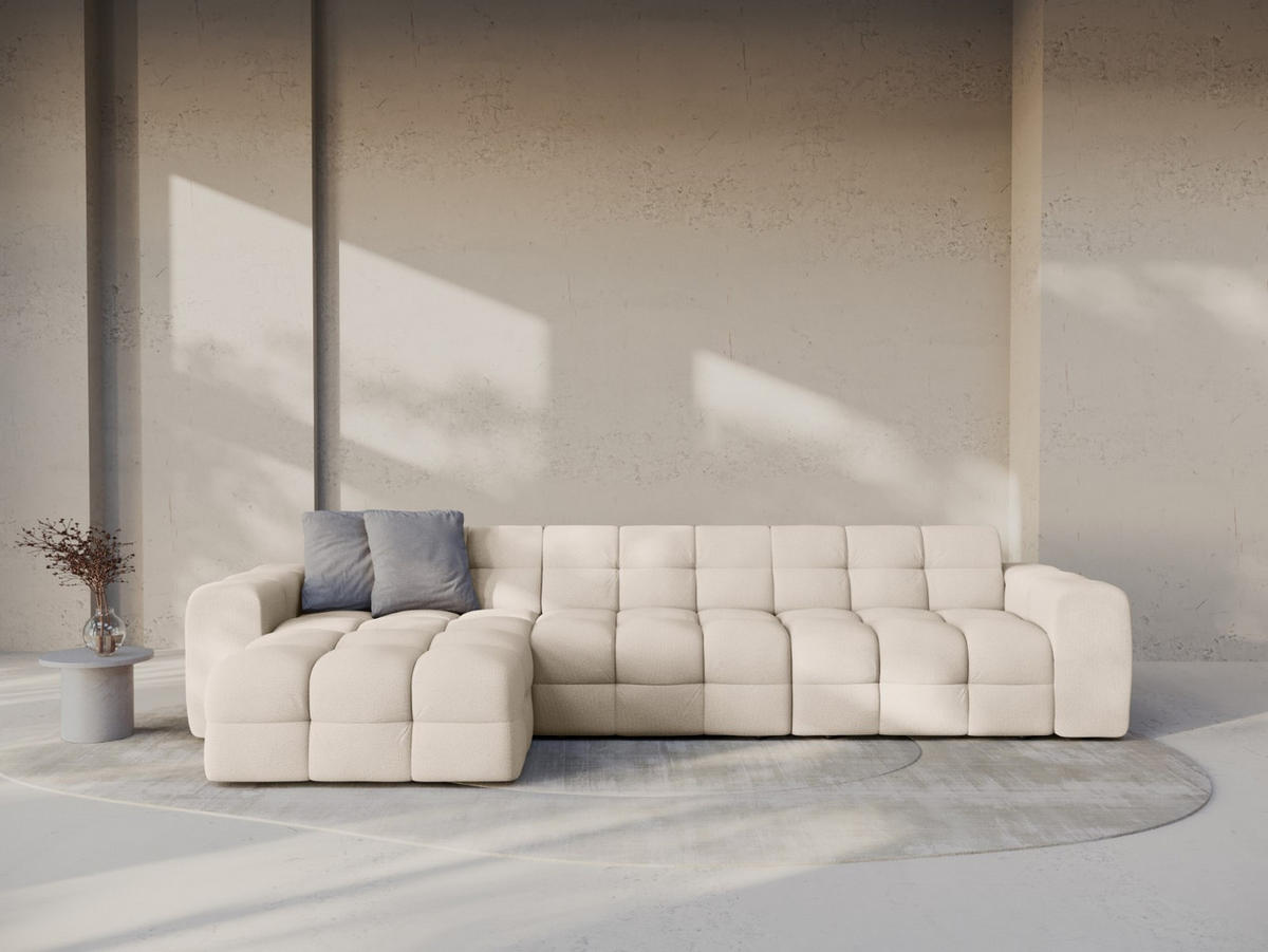 ECKSOFA links Kendal aus strukturiertem Stoff beige 5 Sitzplätze - Beige, Textil (173/357cm) - Micadoni