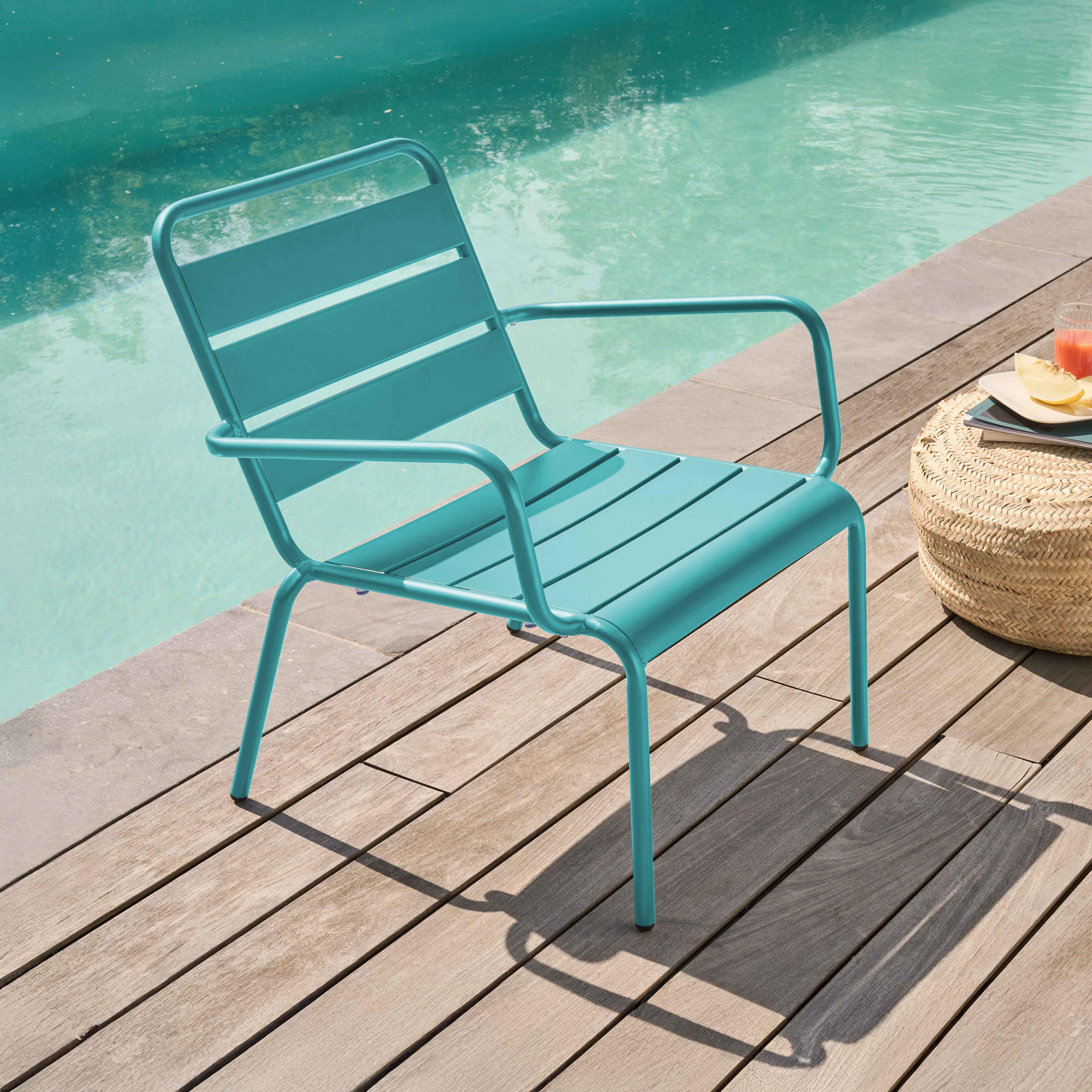 RELAXSESSEL, Türkisblau - Hellblau, Metall (65/76/70cm) - Oviala