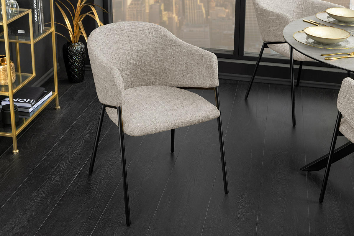 STUHL NOBLESSE Chenille Beige 80 cm - Beige/Schwarz, Kunststoff/Textil (52/77/60cm) - riess-ambiente