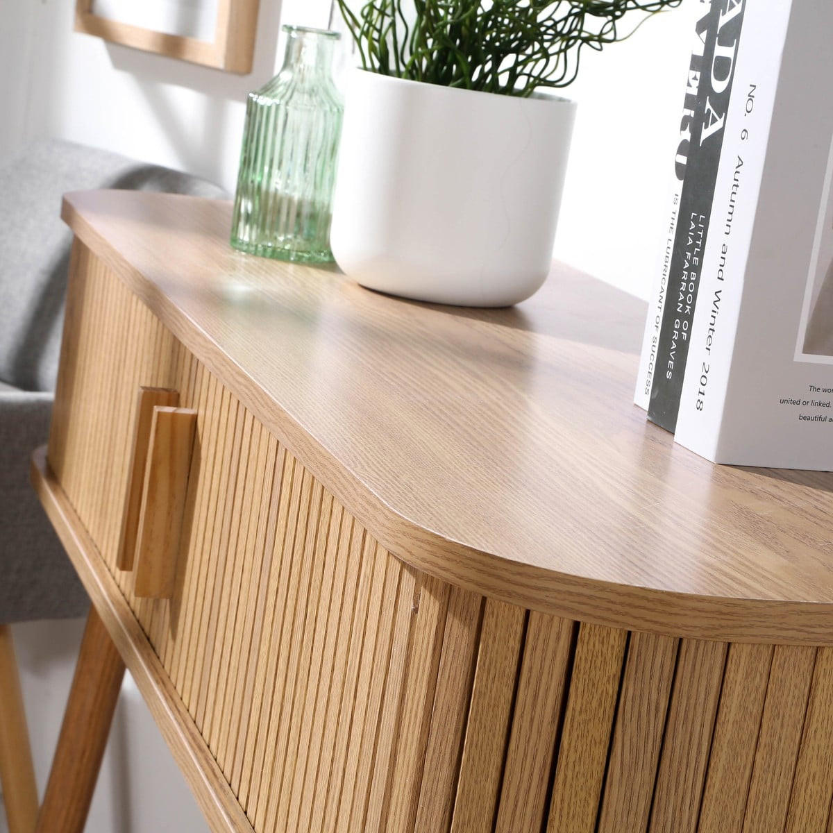 KONSOLE 2 schiebetüren ernest 100/35/80,5 cm - Eschefarben, Holzwerkstoff (43/35/80.5cm) - Calicosy