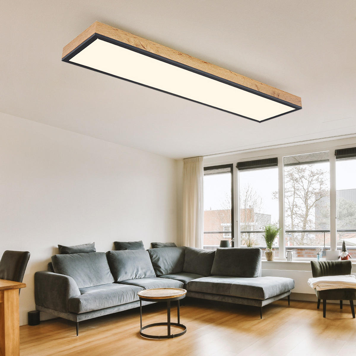 LED DECKENLEUCHTE DORO MDF Grau - Grau, Metall (80/20/6.5cm) - Globo Lighting